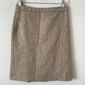 Tristan Wool Blend Light Academia Preppy Old Money Retro Tan Pencil Skirt Sz 1